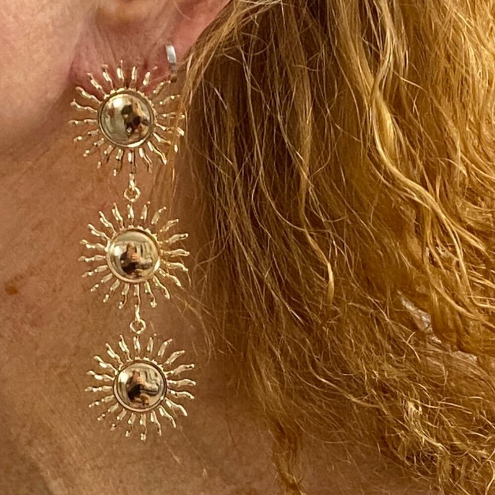 Radiant Gold Sunburst Long Dangle Earrings Anna & Ava Dillards Jewelry